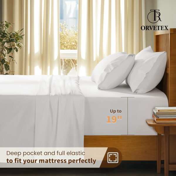100% pure white cotton fitted sheet set of four - 图片 3