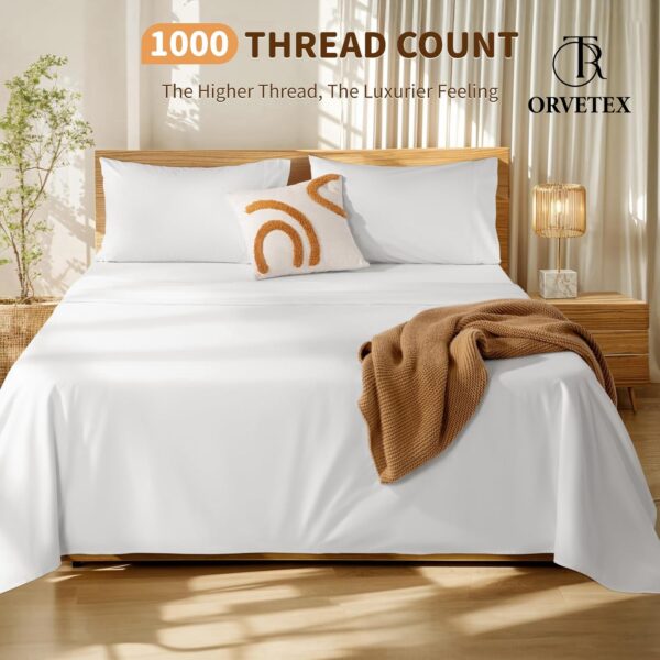 100% pure white cotton fitted sheet set of four - 图片 4