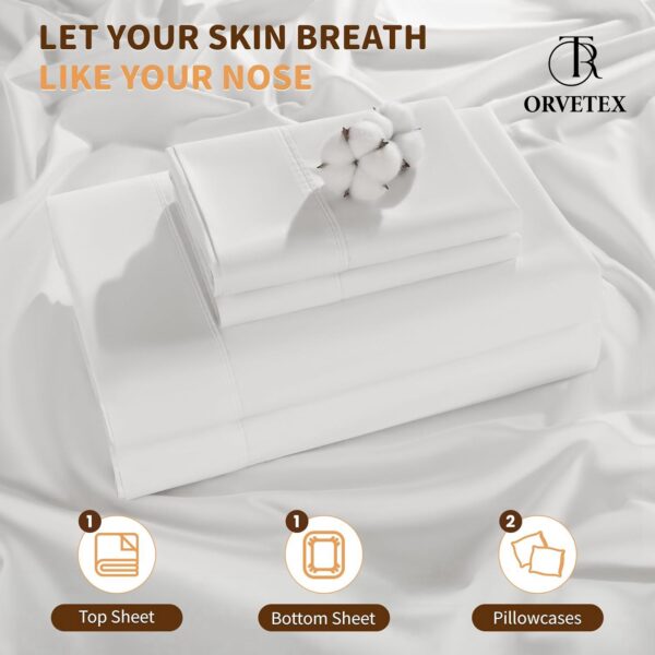 100% pure white cotton fitted sheet set of four - 图片 5