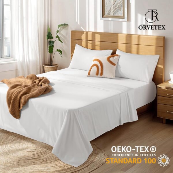100% pure white cotton fitted sheet set of four - 图片 6