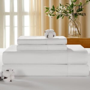 100% pure white cotton fitted sheet set of four
