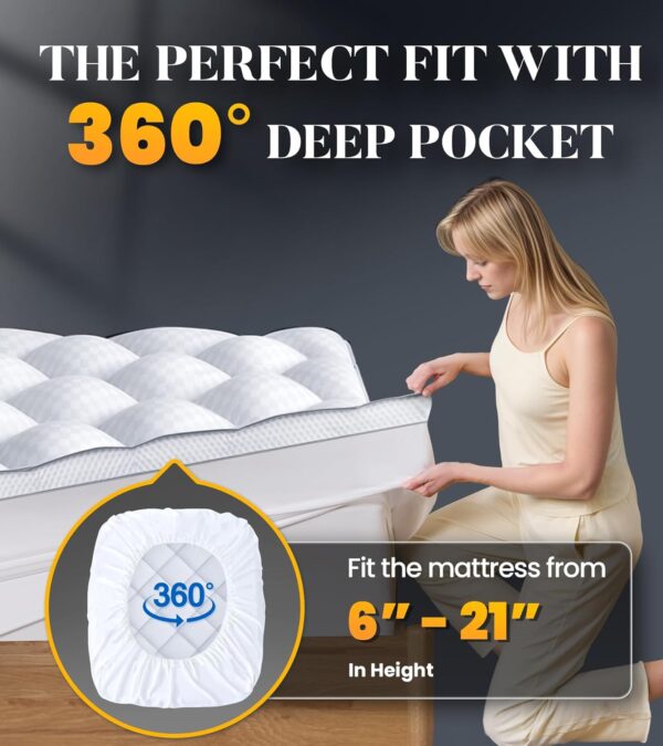 3-Inch Ultra-Fluffy Memory Foam Mattress Topper – Cloud-Like Softness with 4X Back Support, Breathable Pillow-Top Design, Queen Size with 6-21” Deep Pocket Fit - 图片 6