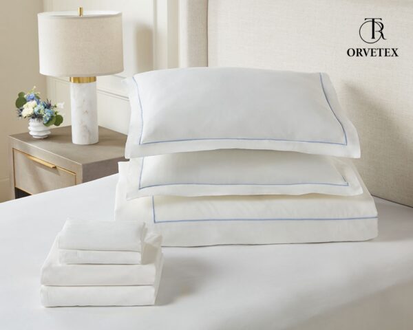 Pure cotton satin 7-piece hotel striped bedding set - 图片 2